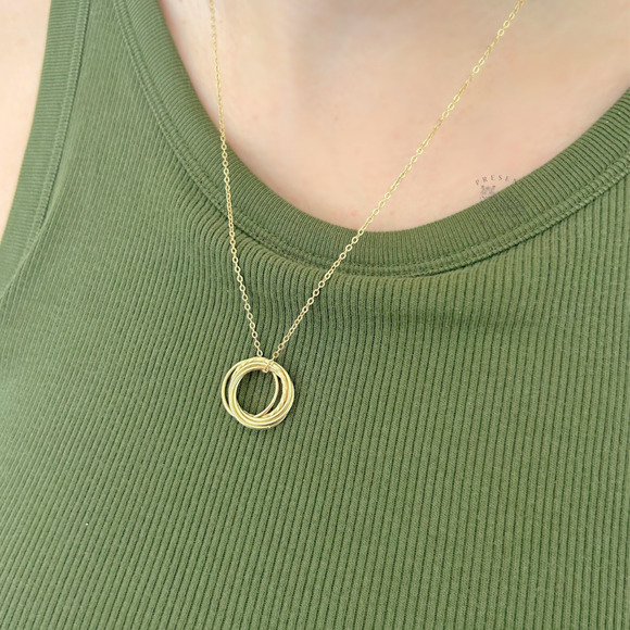 60th Birthday Necklace for Women S925 Silver Gold Plated, 6 Rings for 6 Decades - Picture 3 of 5